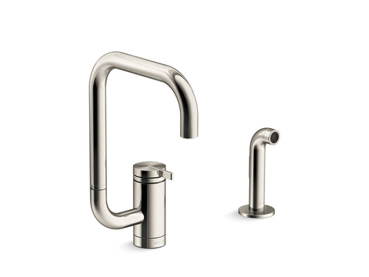KOHLER K-28274-SN Components Single-Handle Kitchen Sink Faucet With Two-Function Extended-Reach Spout And Side Sprayer - Vibrant Polished Nickel