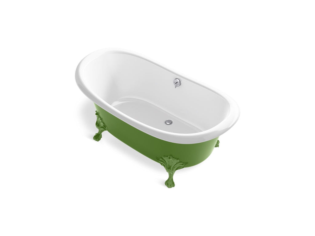 KOHLER K-21000-PFG-0 Artifacts 66-1/8" X 32-1/2" Freestanding Bath - Fresh Green Exterior With White Interior