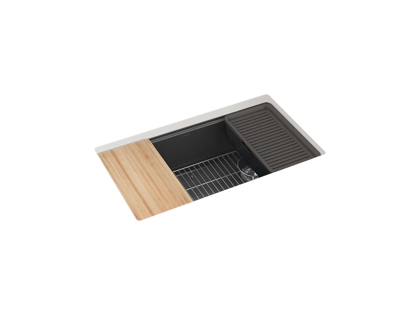 KOHLER K-33710-PC-CM7 Billings 32-1/2 in. Undermount Single-Bowl Workstation Kitchen Sink In Matte Graphite