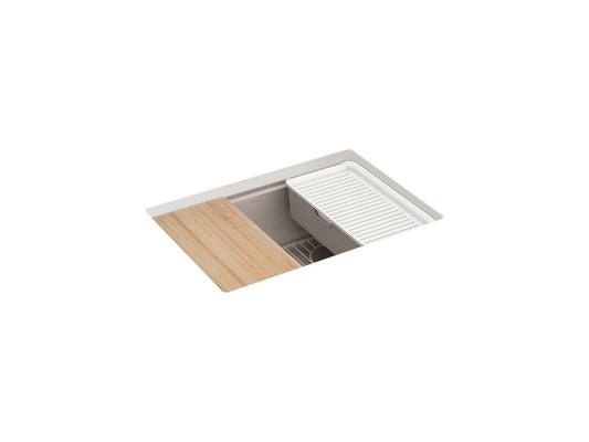 KOHLER K-33713-PC-CM3 Billings 27 in. Undermount Single-Bowl Workstation Kitchen Sink In Matte Taupe