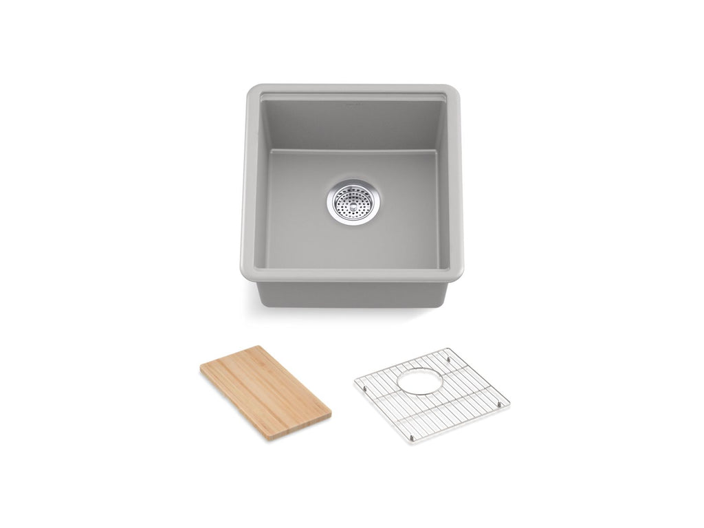 KOHLER K-33711-PC-CM6 Billings 17-1/2" Undermount Bar Sink With Accessories - Matte White