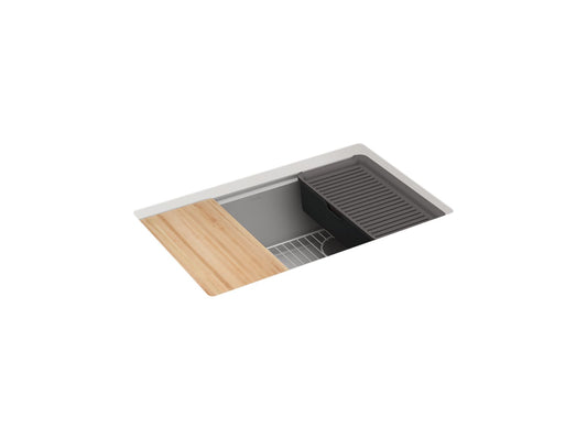 KOHLER K-33712-PC-CM4 Billings 29 in. Undermount Single-Bowl Workstation Kitchen Sink In Matte Grey