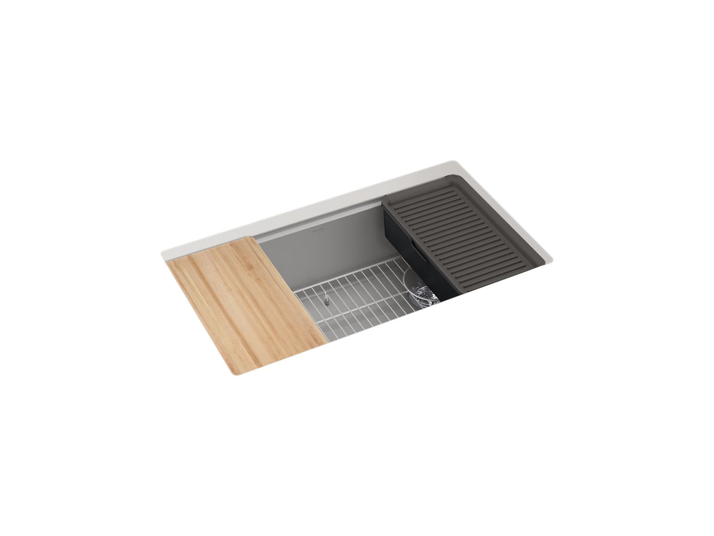 KOHLER K-33710-PC-CM4 Billings 32-1/2 in. Undermount Single-Bowl Workstation Kitchen Sink In Matte Grey