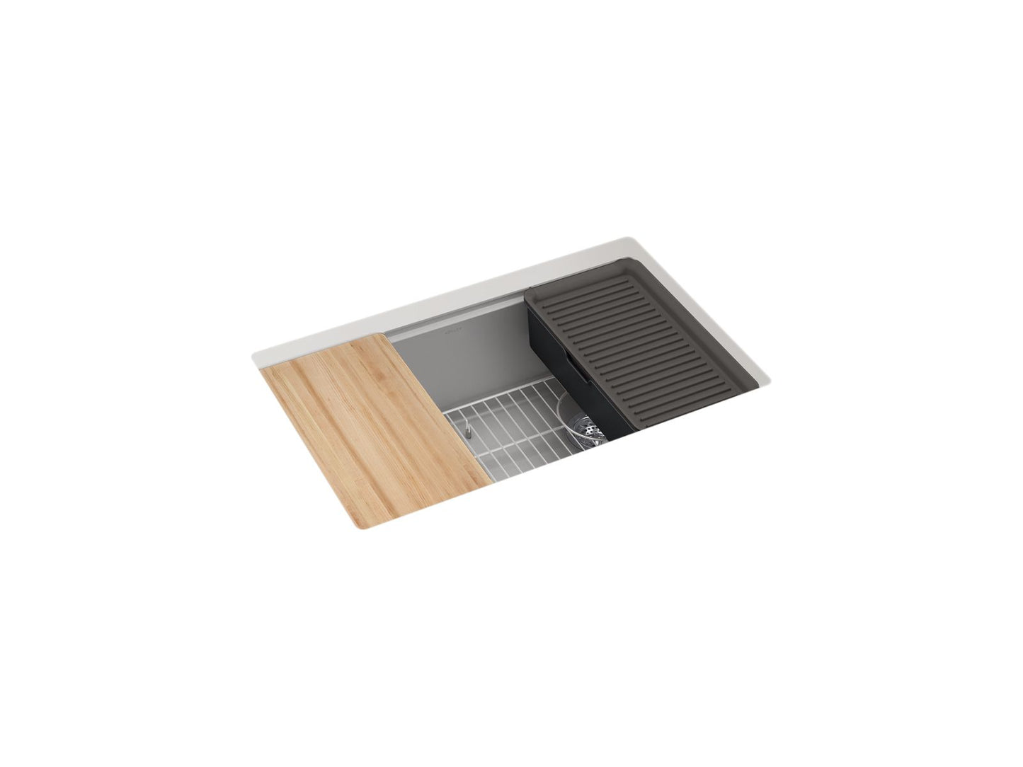 KOHLER K-33712-PC-CM4 Billings 29 in. Undermount Single-Bowl Workstation Kitchen Sink In Matte Grey