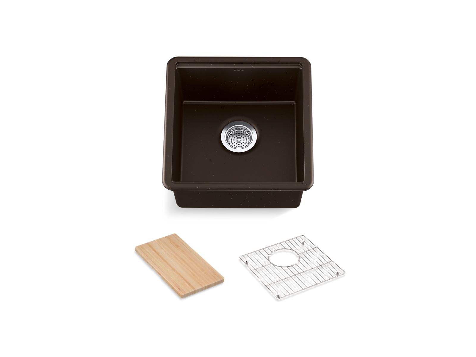 KOHLER K-33711-PC-CM6 Billings 17-1/2" Undermount Bar Sink With Accessories - Matte White