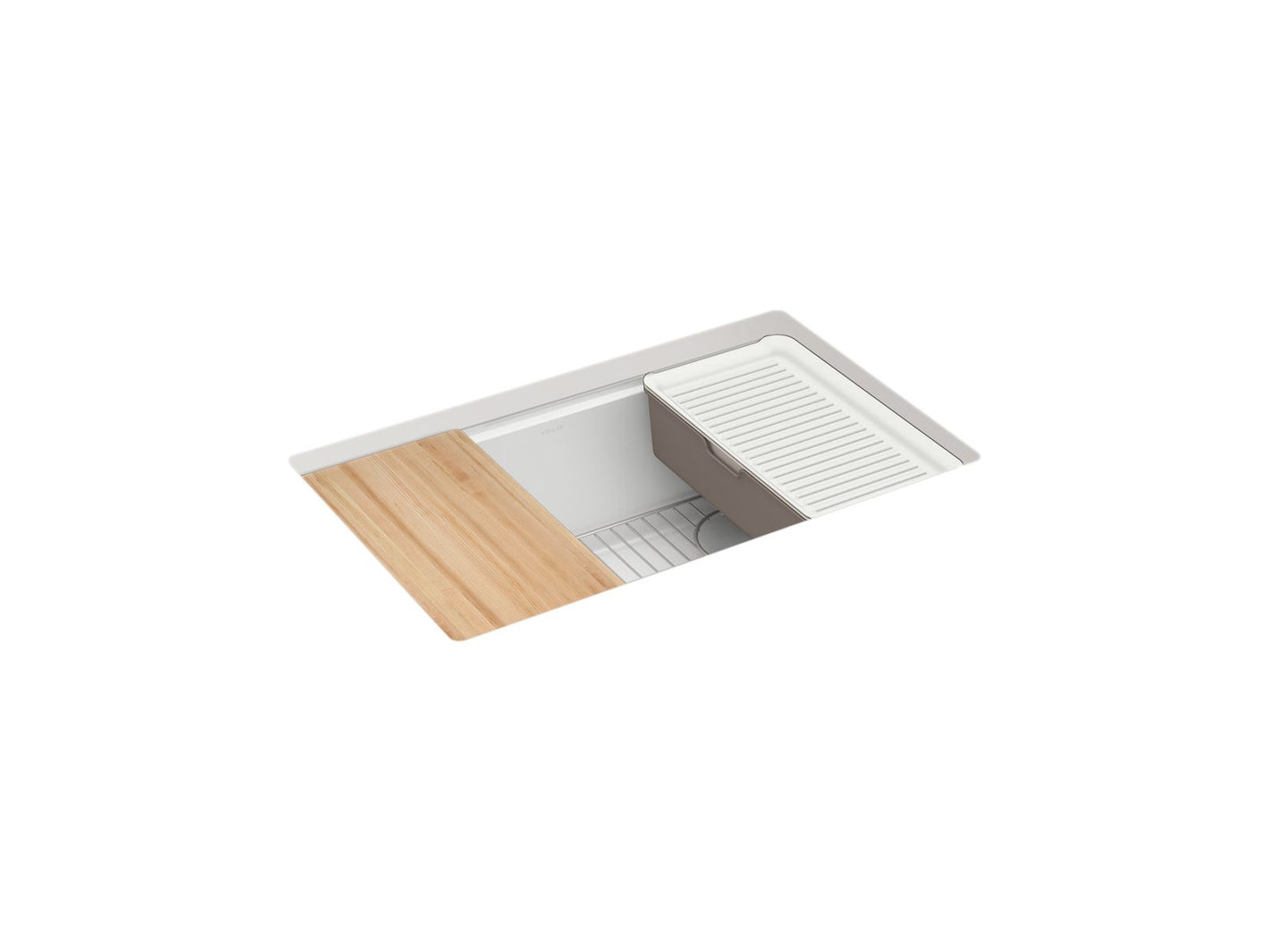 KOHLER K-33712-PC-CM6 Billings 29 in. Undermount Single-Bowl Workstation Kitchen Sink In Matte White