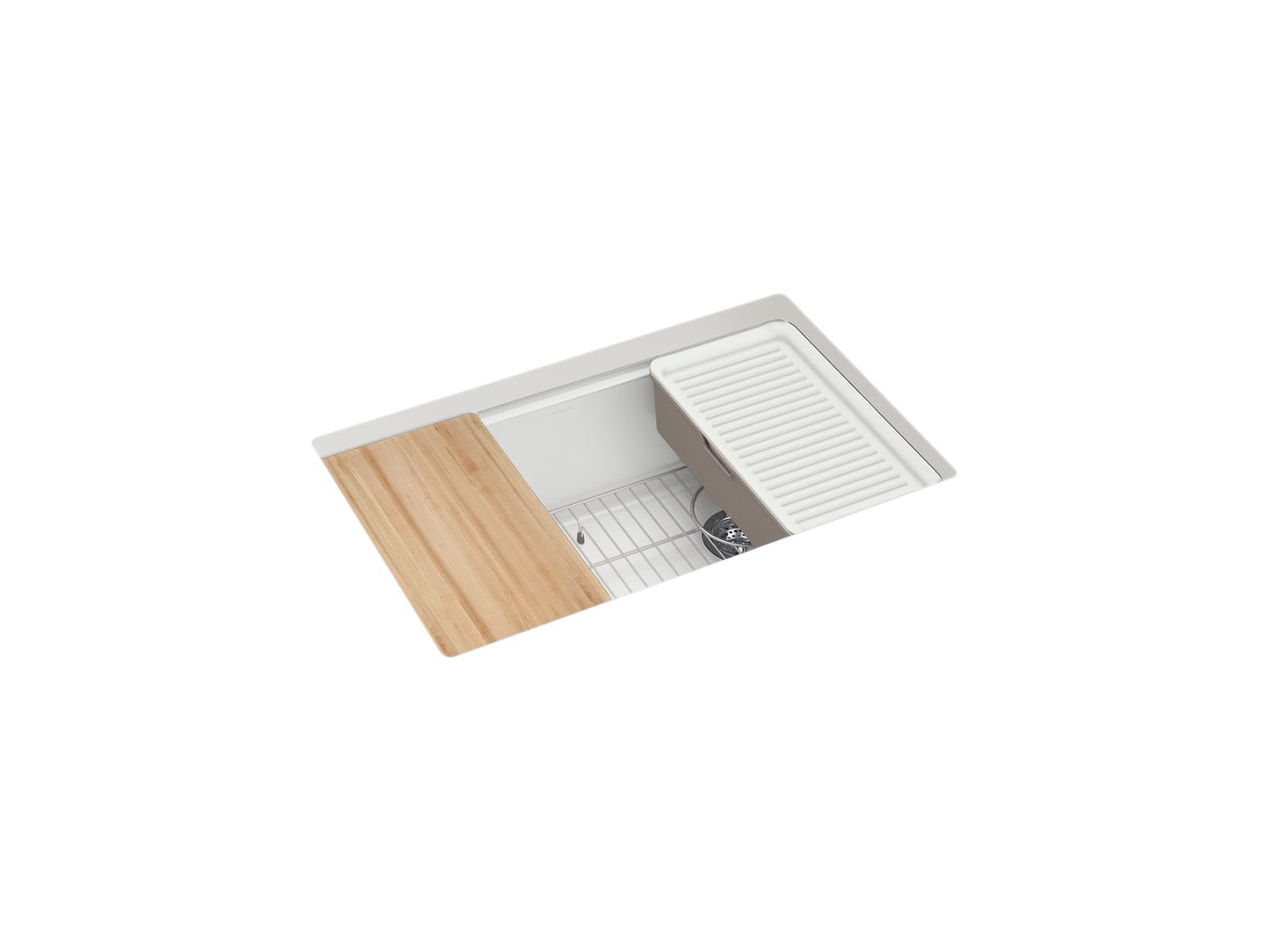 KOHLER K-33712-PC-CM6 Billings 29 in. Undermount Single-Bowl Workstation Kitchen Sink In Matte White