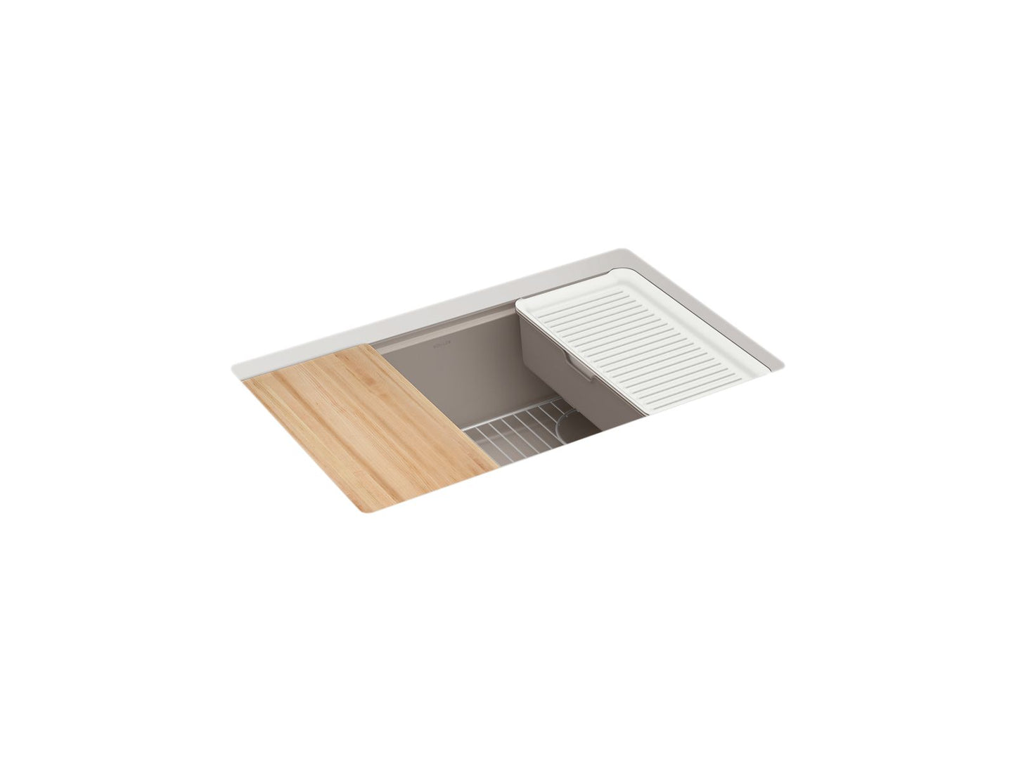 KOHLER K-33712-PC-CM3 Billings 29 in. Undermount Single-Bowl Workstation Kitchen Sink In Matte Taupe