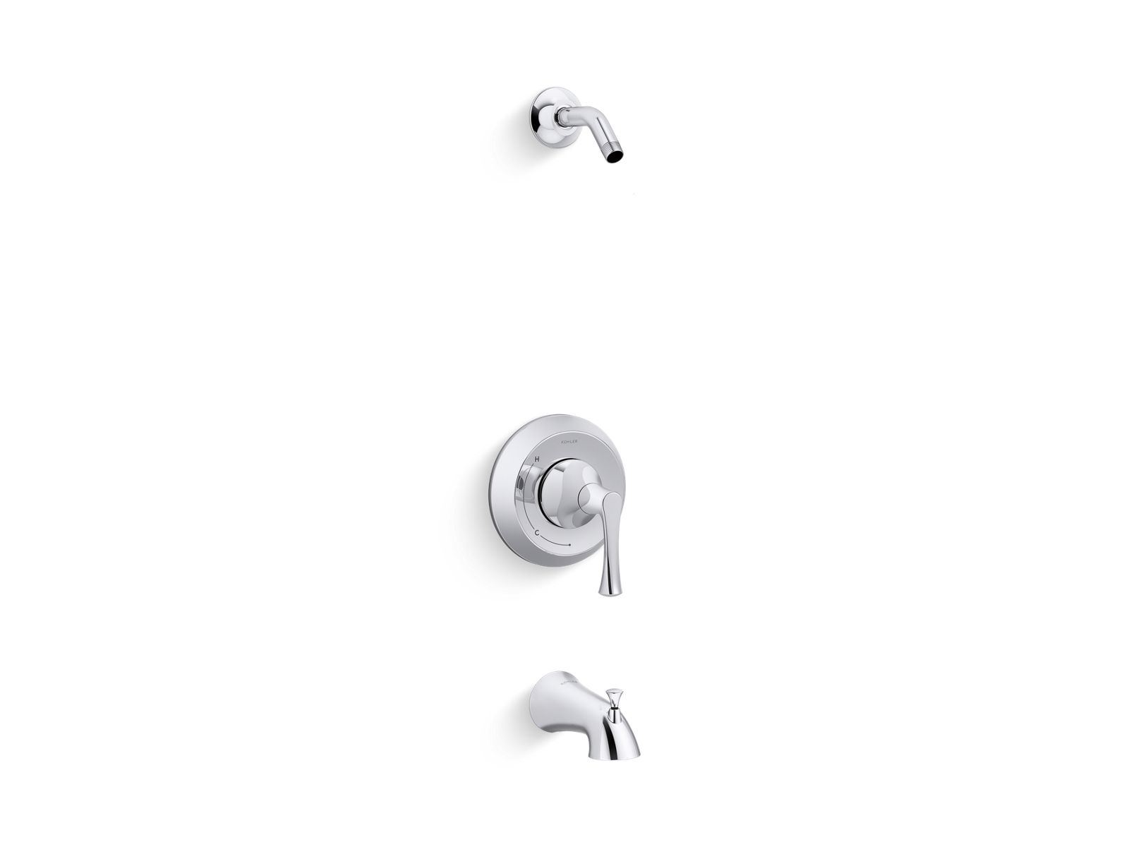 KOHLER K-TLS35937-4-CP Buckley Rite-Temp Bath And Shower Trim Kit, Without Showerhead - Polished Chrome