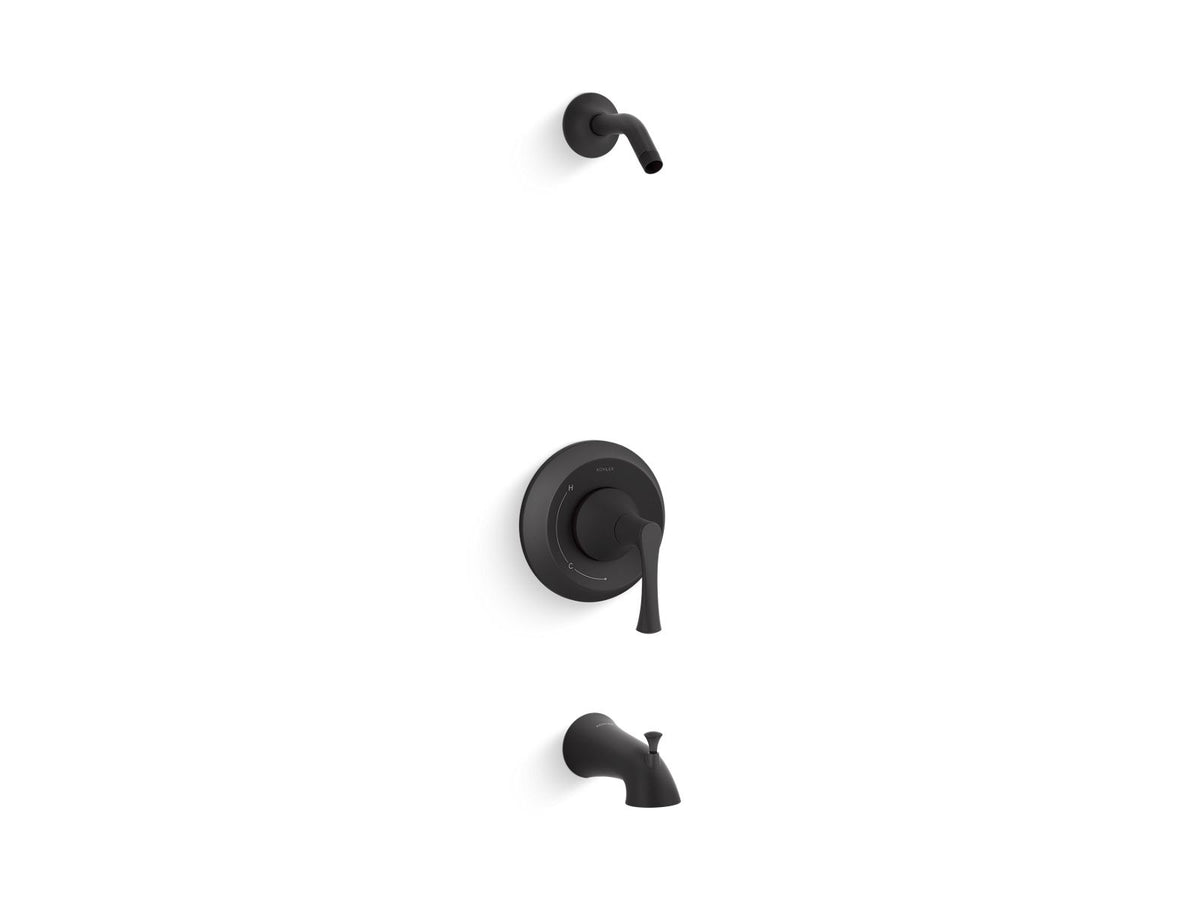 KOHLER K-TLS35937-4-BL Buckley Rite-Temp Bath And Shower Trim Kit, Without Showerhead - Matte Black
