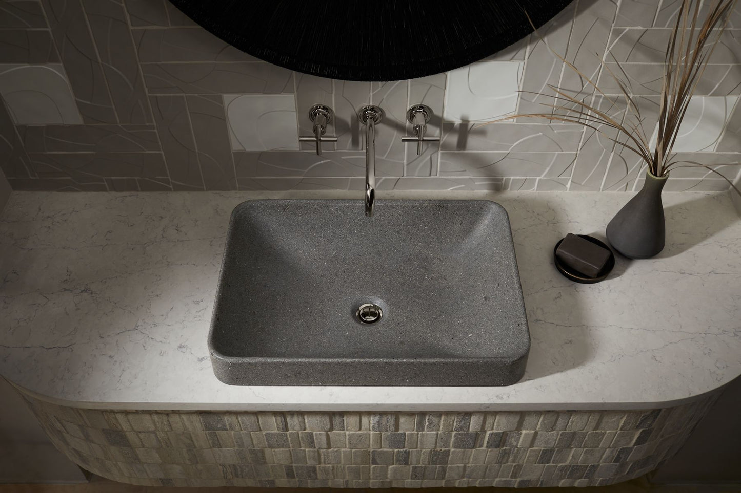 KOHLER K-30673-N-EGS WasteLAB Vox 23" rectangular vessel bathroom sink, no overflow - Eggshell