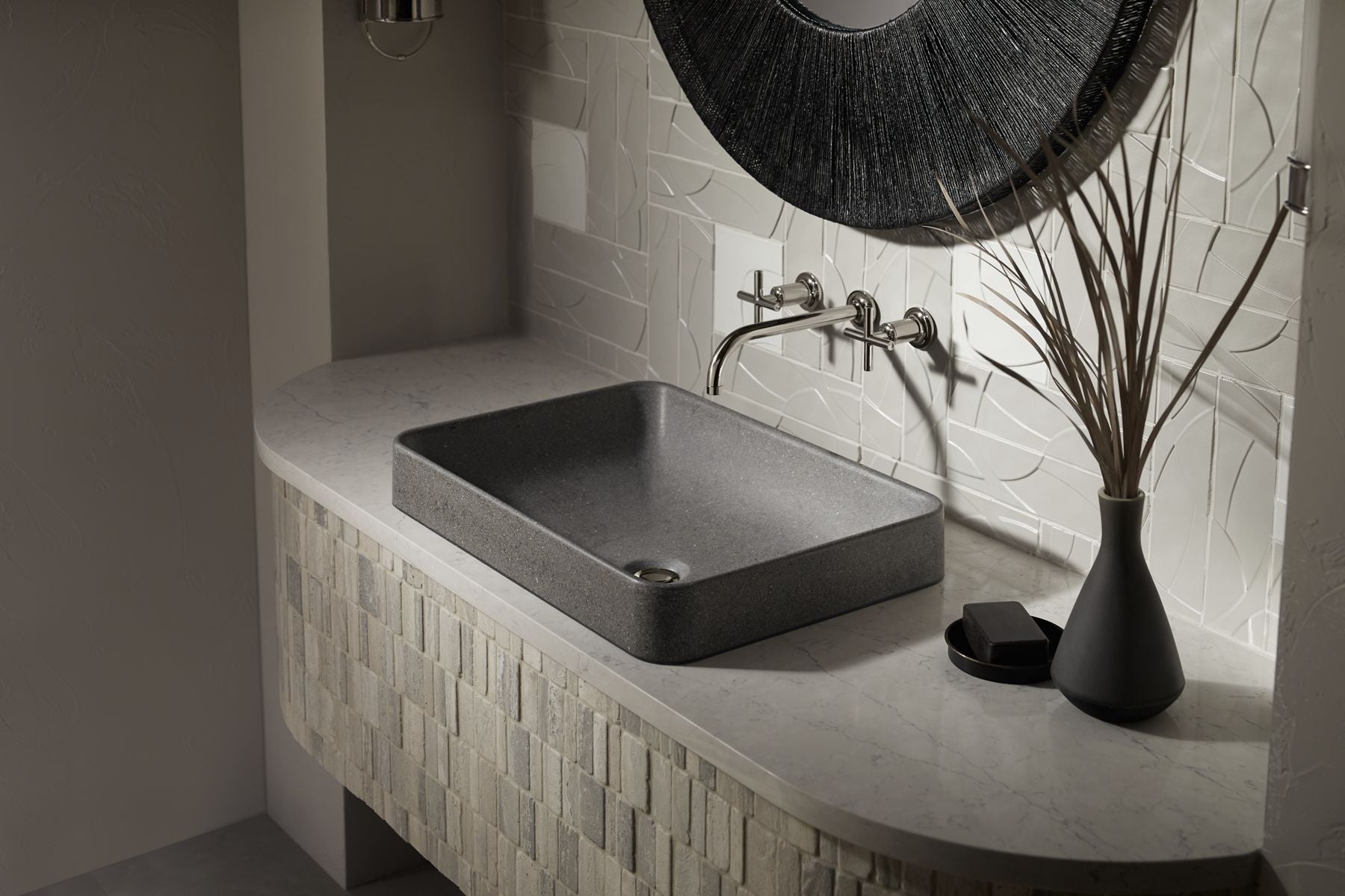 KOHLER K-30673-N-AHN Wastelab Vox 23" Rectangular Vessel Bathroom Sink, No Overflow - Ashen
