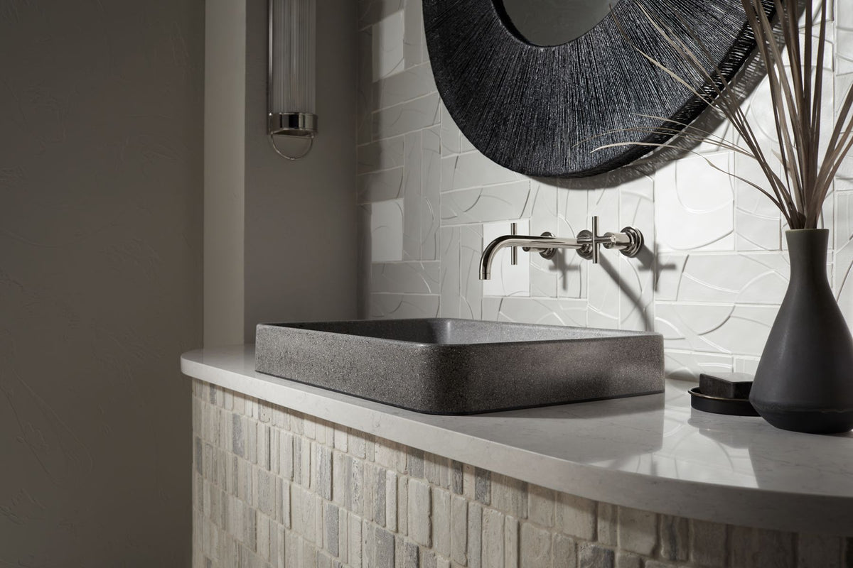 KOHLER K-30673-N-AHN Wastelab Vox 23" Rectangular Vessel Bathroom Sink, No Overflow - Ashen