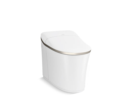 KOHLER K-77795-0BN Eir One-Piece Elongated Smart Toilet Dual-Flush In White Brushed Nickel