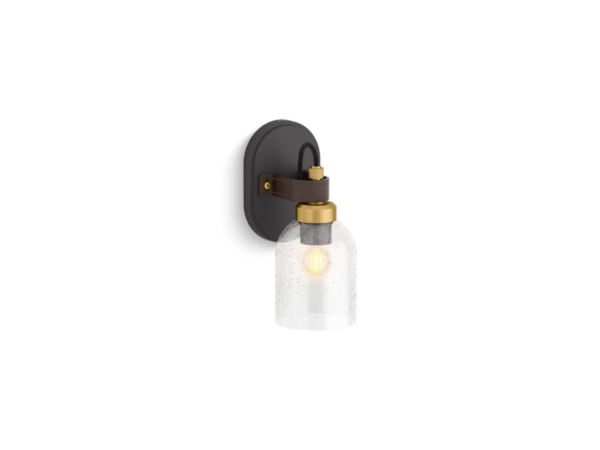 KOHLER K-38416-SC01-BML Tannage One-Light Sconce - Black With Brass Trim