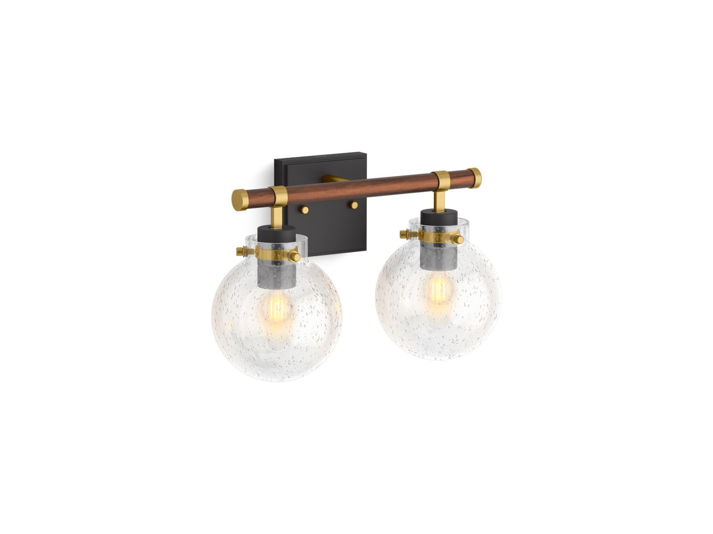 KOHLER K-38413-SC02-BML Holt Two-Light Sconce In Matte Black with Brushed Moderne Brass