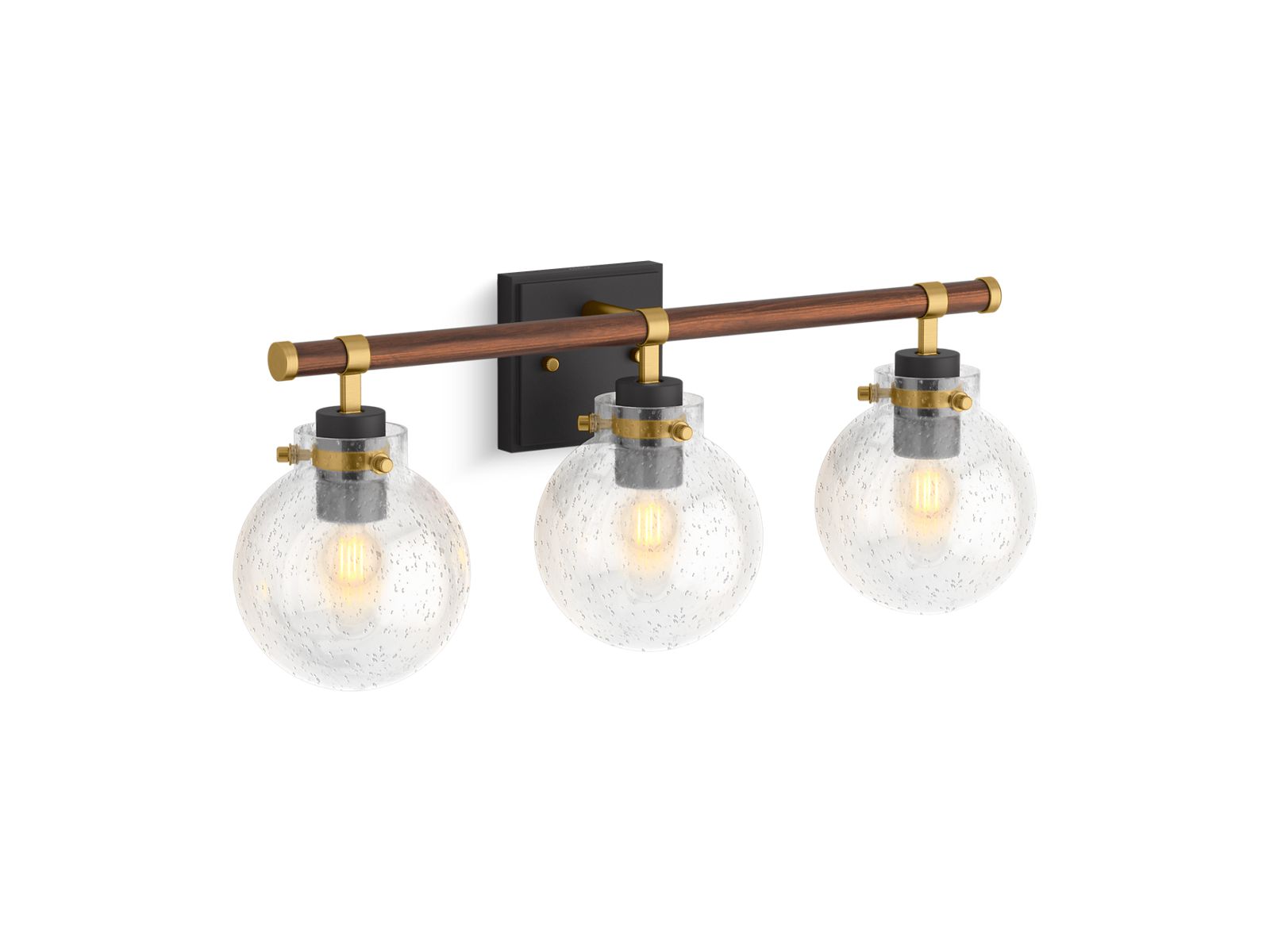 KOHLER K-38414-SC03-BML Holt Three-Light Sconce - Black With Brass Trim