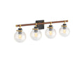 KOHLER K-38415-SC04-BML Holt Four-Light Sconce - Black With Brass Trim