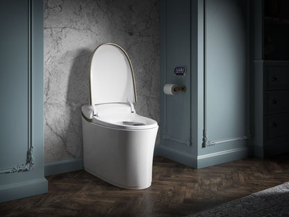 KOHLER K-77795-0BN Eir One-Piece Elongated Smart Toilet Dual-Flush In White Brushed Nickel