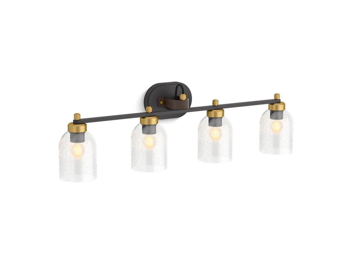 KOHLER K-38419-SC04-BML Tannage Four-Light Sconce - Black With Brass Trim
