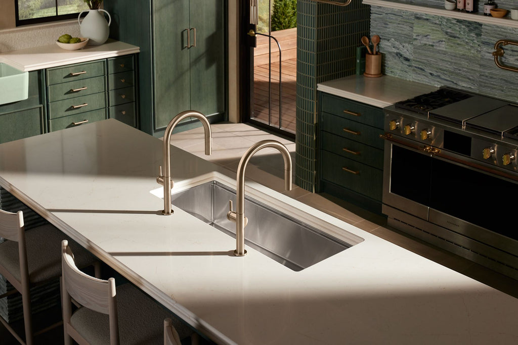 KOHLER K-33665-PC-NA Strive 44" Undermount Single-Bowl Workstation Kitchen Sink - Stainless Steel