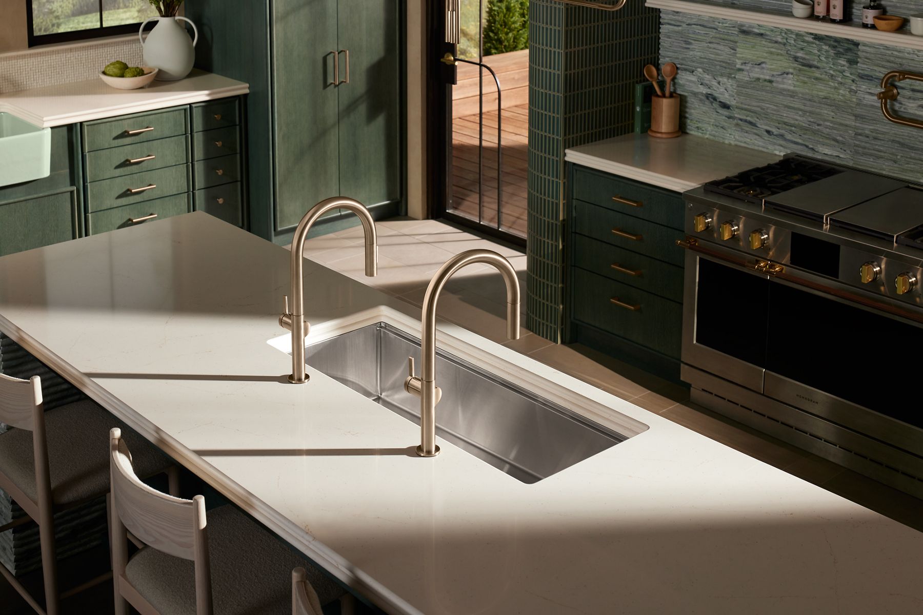 KOHLER K-33665-PC-NA Strive 44" Undermount Single-Bowl Workstation Kitchen Sink - Stainless Steel
