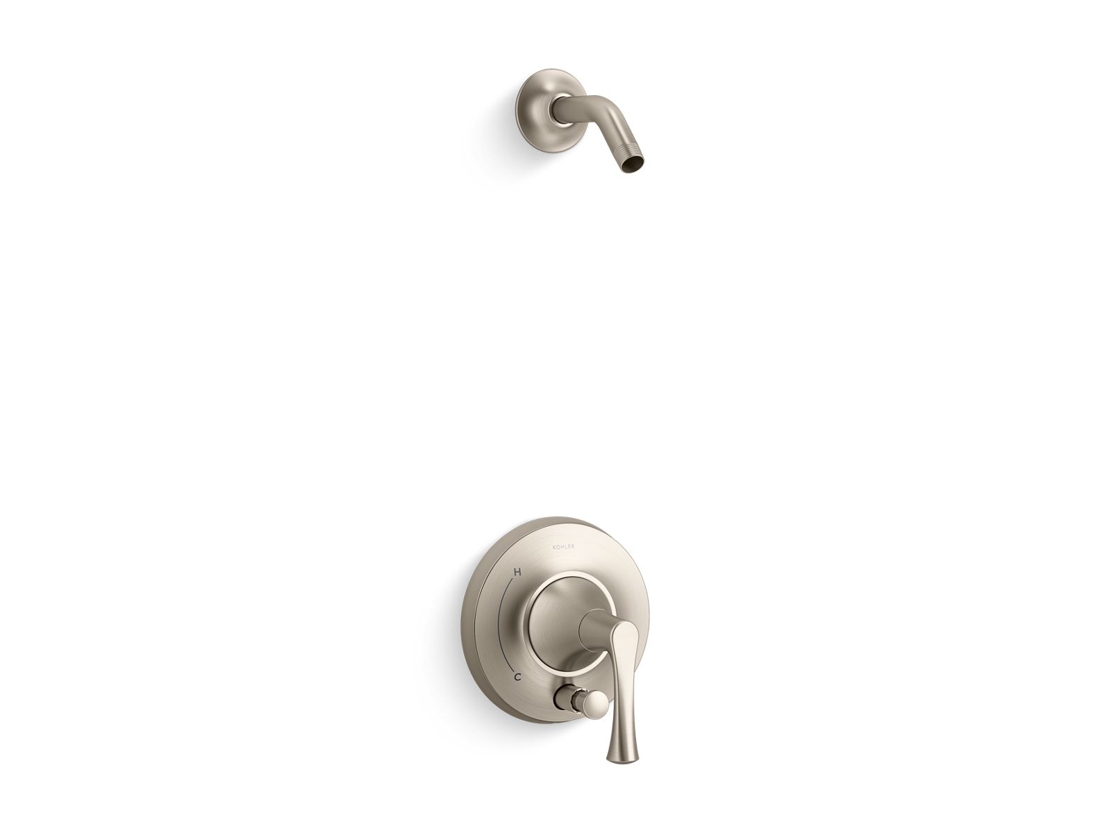 KOHLER K-TLS35943-4-BN Buckley Rite-Temp Shower Trim Kit With Push-Button Diverter, Without Showerhead - Vibrant Brushed Nickel
