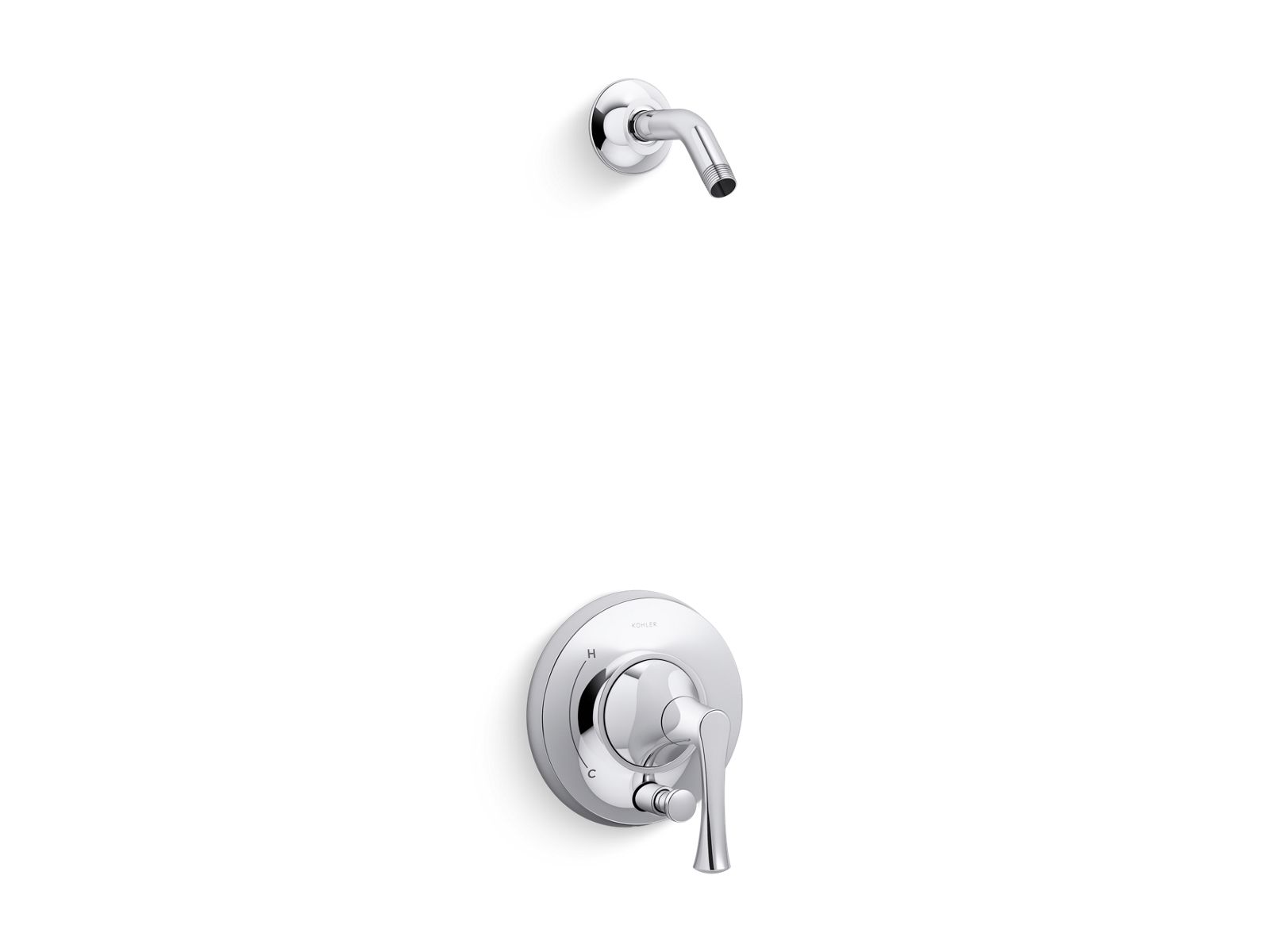 KOHLER K-TLS35943-4-CP Buckley Rite-Temp shower trim kit with push-button diverter, without showerhead - Polished Chrome