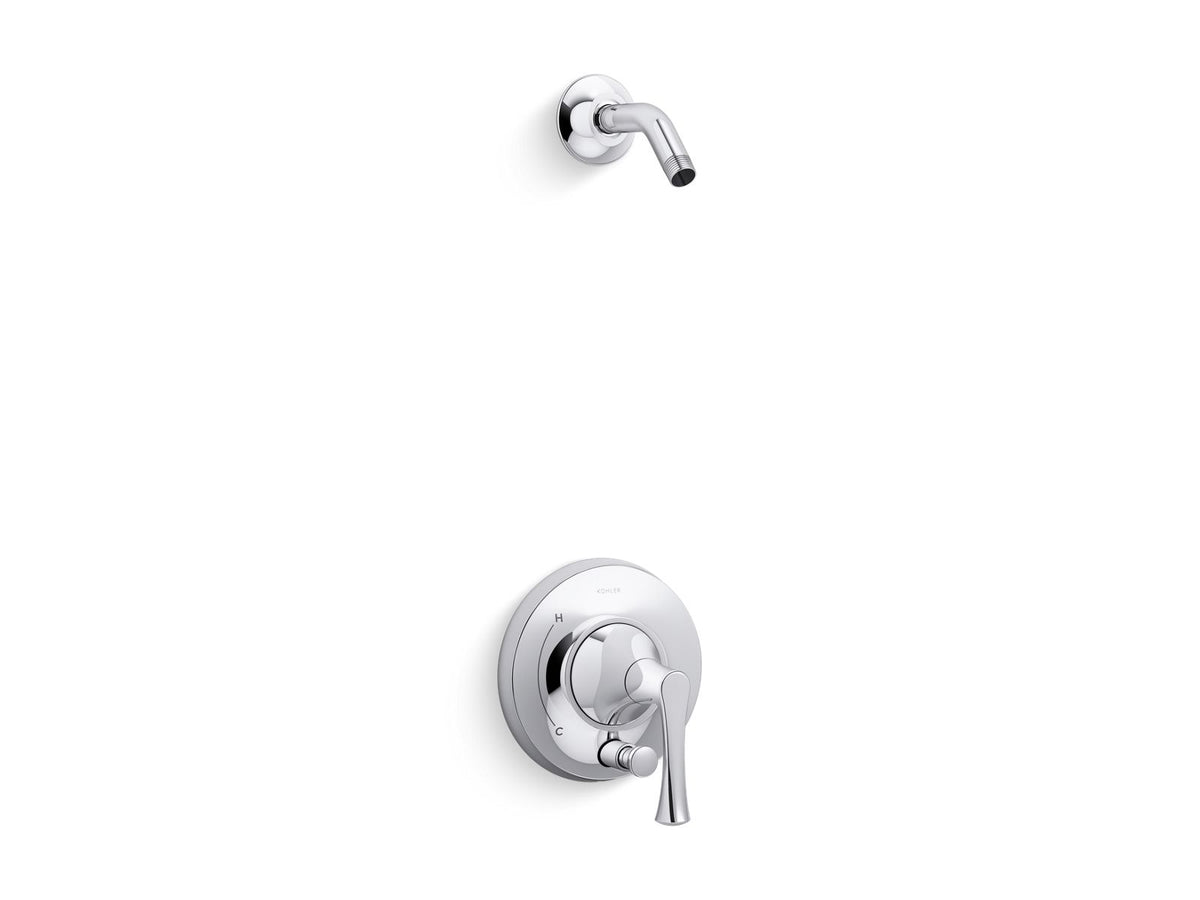 KOHLER K-TLS35943-4-CP Buckley Rite-Temp Shower Trim Kit With Push-Button Diverter, Without Showerhead - Polished Chrome