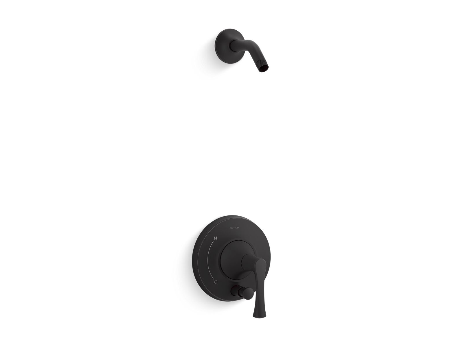 KOHLER K-TLS35943-4-BL Buckley Rite-Temp Shower Trim Kit With Push-Button Diverter, Without Showerhead - Matte Black