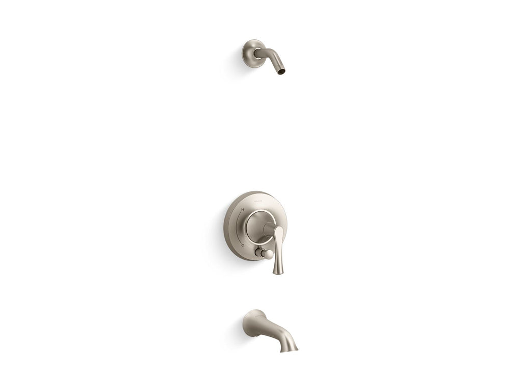 KOHLER K-TLS35944-4-BN Buckley Rite-Temp Bath And Shower Trim Kit With Push-Button Diverter, Without Showerhead - Vibrant Brushed Nickel