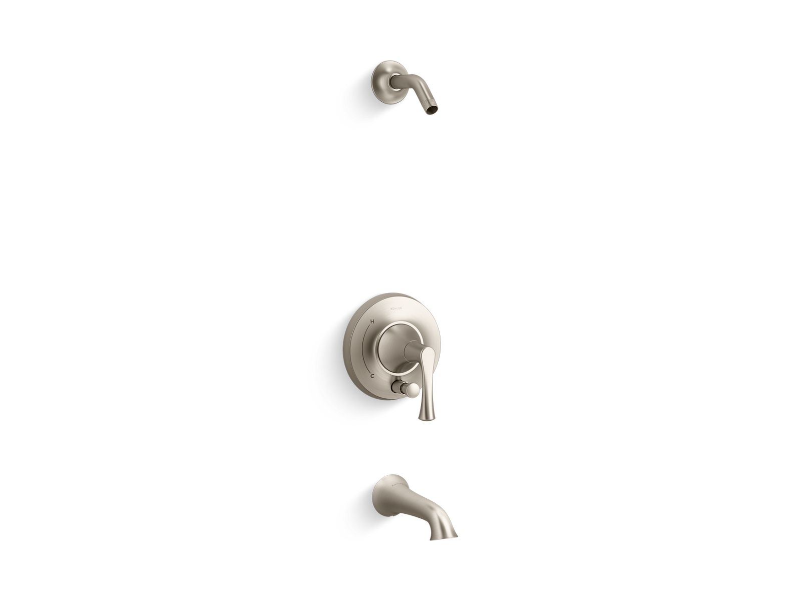 KOHLER K-TLS35944-4-BN Buckley Rite-Temp Bath And Shower Trim Kit With Push-Button Diverter, Without Showerhead - Vibrant Brushed Nickel