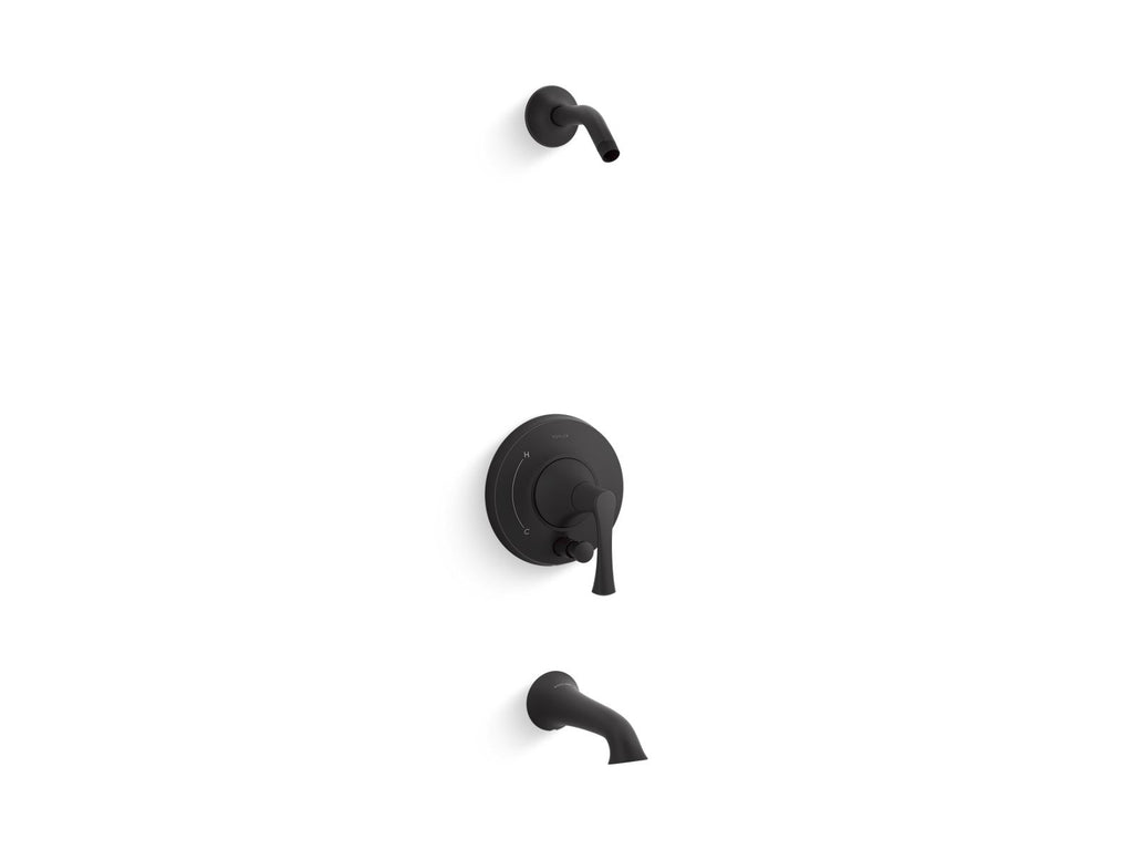 KOHLER K-TLS35944-4-BL Buckley Rite-Temp Bath And Shower Trim Kit With Push-Button Diverter, Without Showerhead - Matte Black