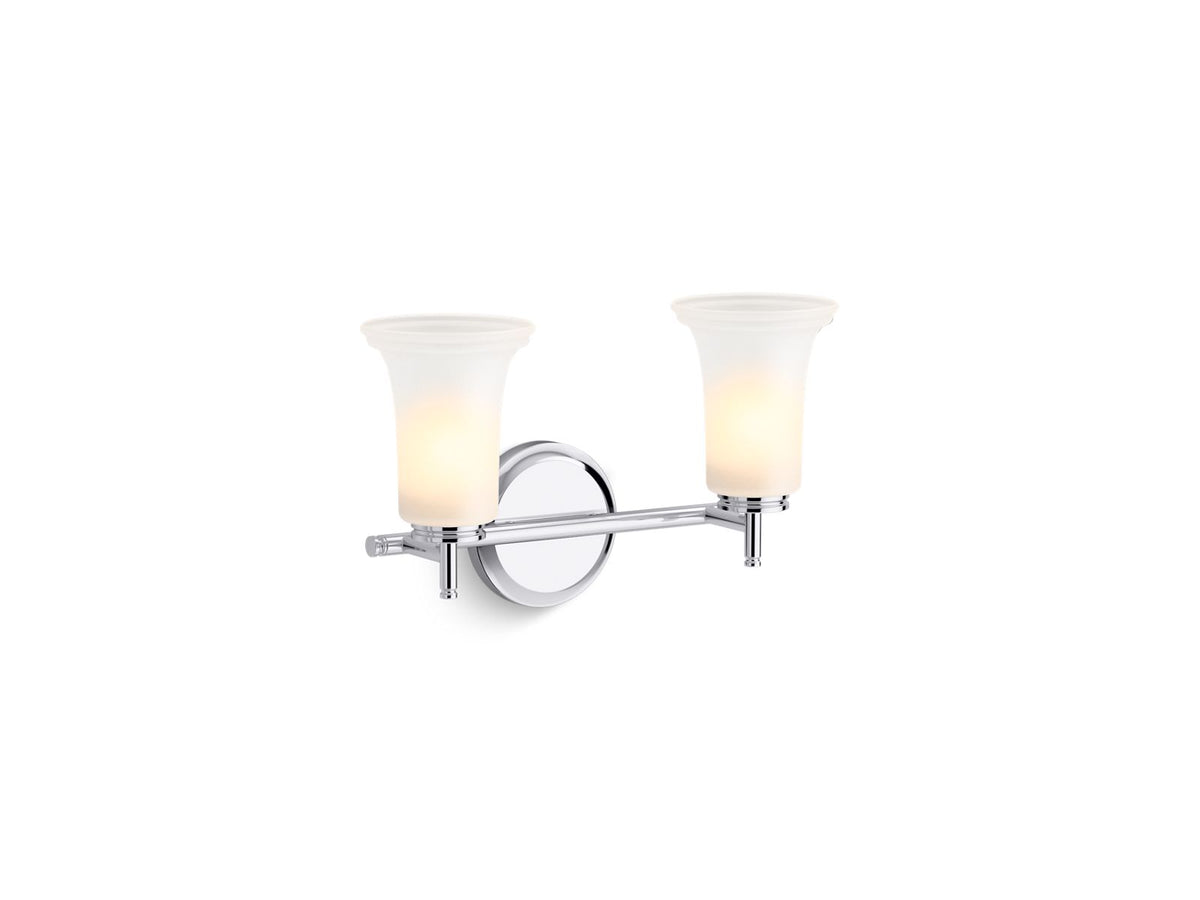 KOHLER K-38405-SC02-CPL Bellera Two-Light Sconce With Frosted Shades - Polished Chrome