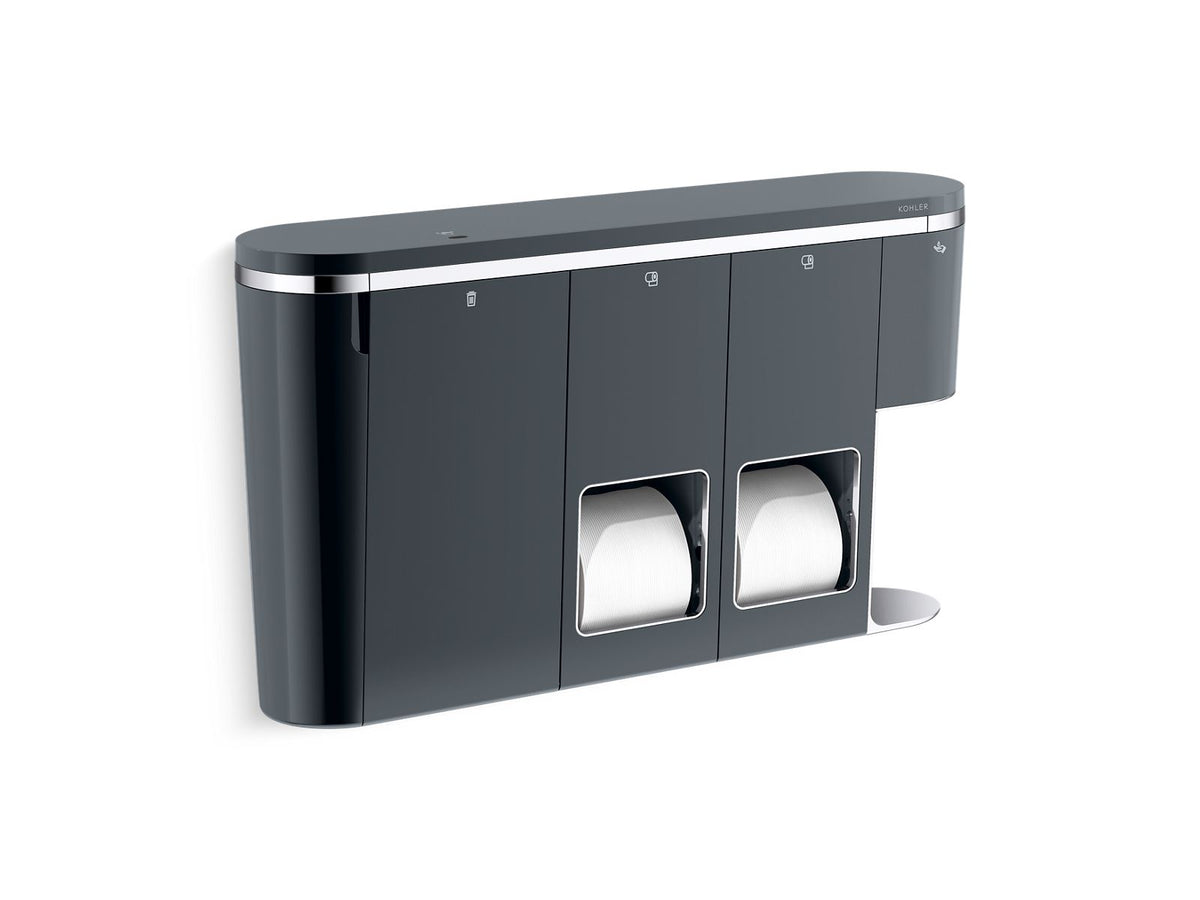 KOHLER K-29154-RWG-CP Clean Haven Hygiene station with dual toilet paper dispenser, right-side mount, Grey - Polished Chrome