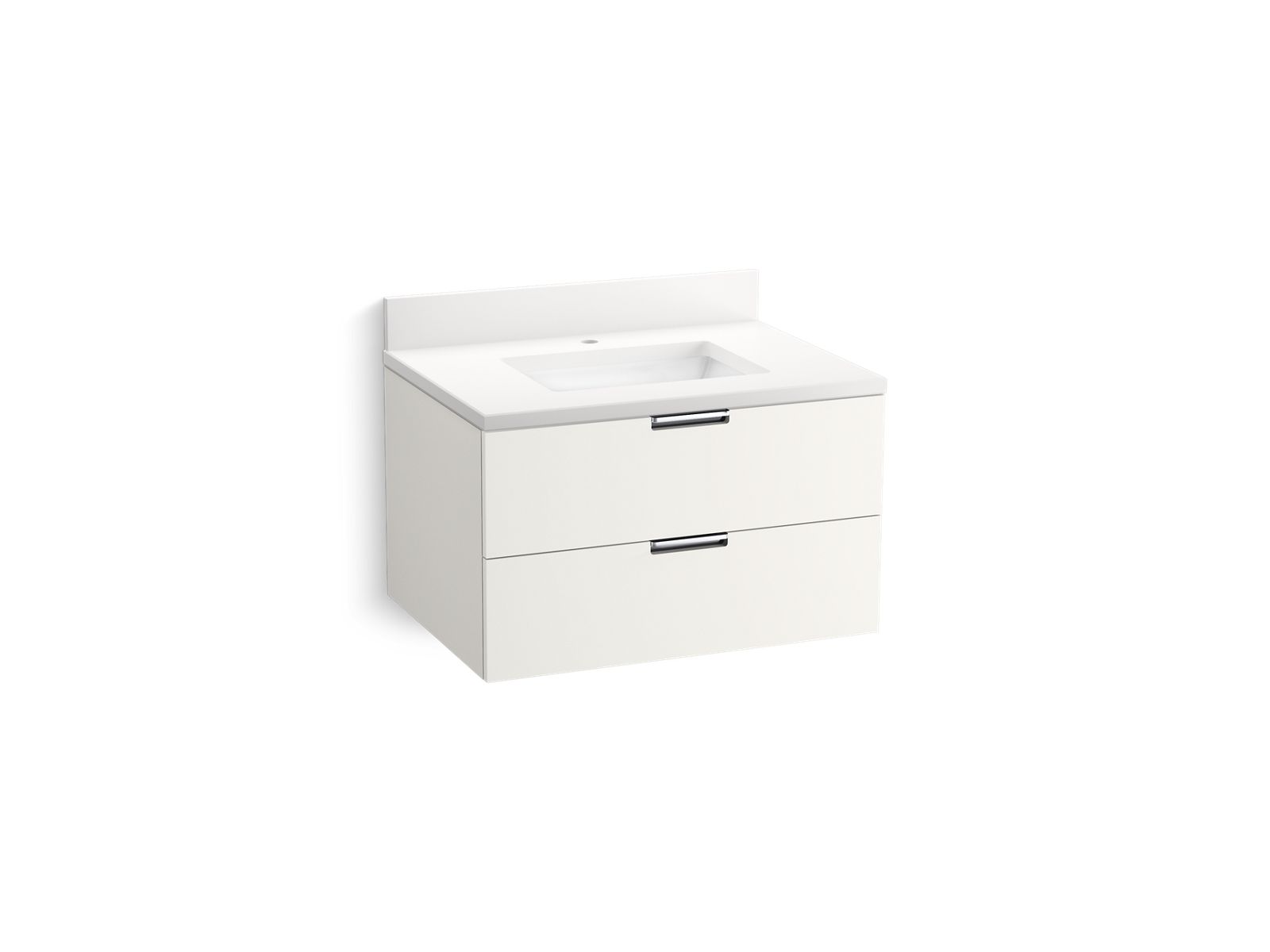 KOHLER K-34654-0 30" wall-hung bathroom vanity cabinet with sink and quartz top  -  White