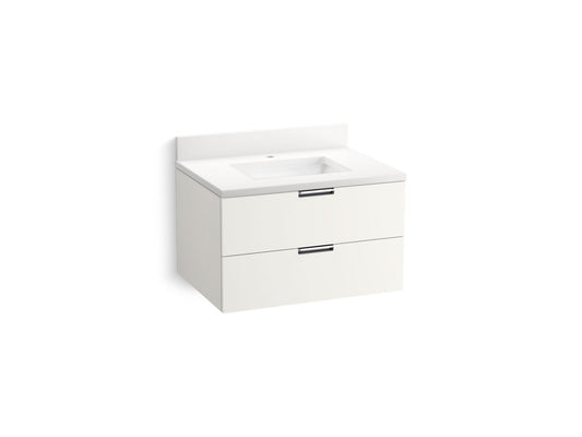 KOHLER K-34654-0 30" wall-hung bathroom vanity cabinet with sink and quartz top  -  White