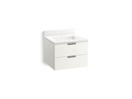 KOHLER K-34653-0 24" wall-hung bathroom vanity cabinet with sink and quartz top  -  White