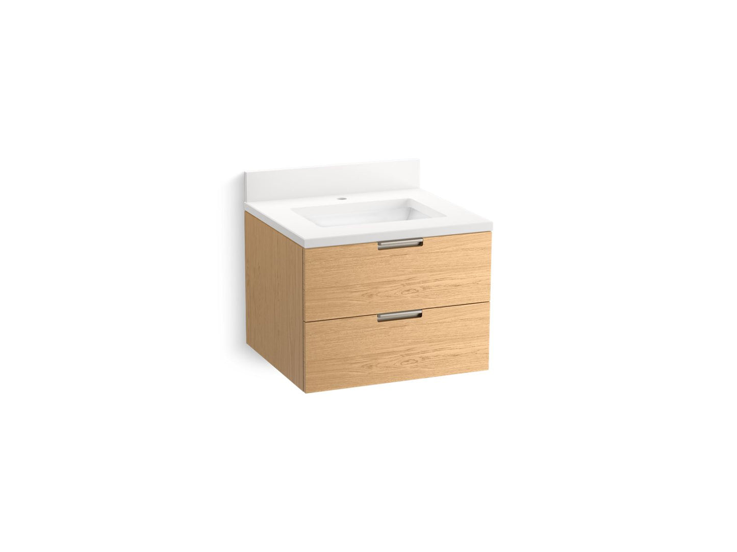 KOHLER K-34653-WEK 24" wall-hung bathroom vanity cabinet with sink and quartz top  -  Light Oak