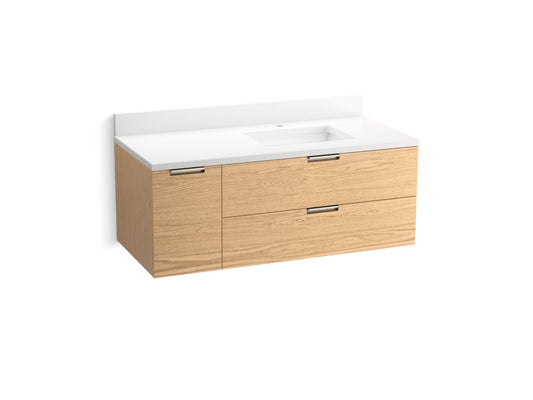 KOHLER K-34656-WEK 48" wall-hung bathroom vanity cabinet with sink and quartz top  -  Light Oak