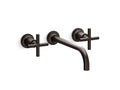 KOHLER K-T14414-3-BGP Wall-mount bathroom sink faucet trim with Cross handles, 1.2 gpm  -  Brushed Graphite