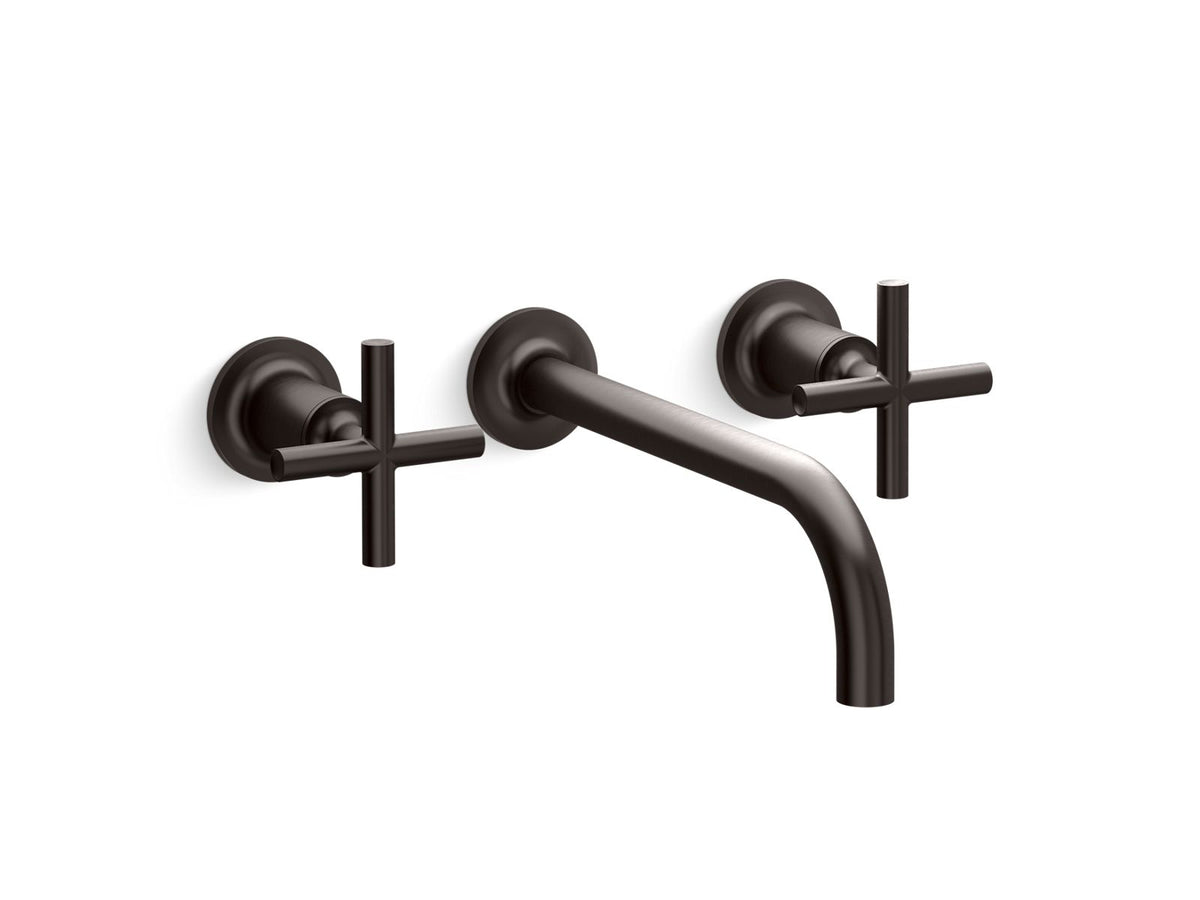 KOHLER K-T14414-3-BGP Wall-mount bathroom sink faucet trim with Cross handles, 1.2 gpm  -  Brushed Graphite