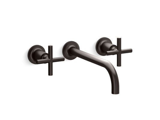 KOHLER K-T14414-3-BGP Wall-mount bathroom sink faucet trim with Cross handles, 1.2 gpm  -  Brushed Graphite