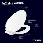 KOHLER K-57777-WCF-0 Cymbal Readylatch Quiet-Close Elongated Toilet Seat - White