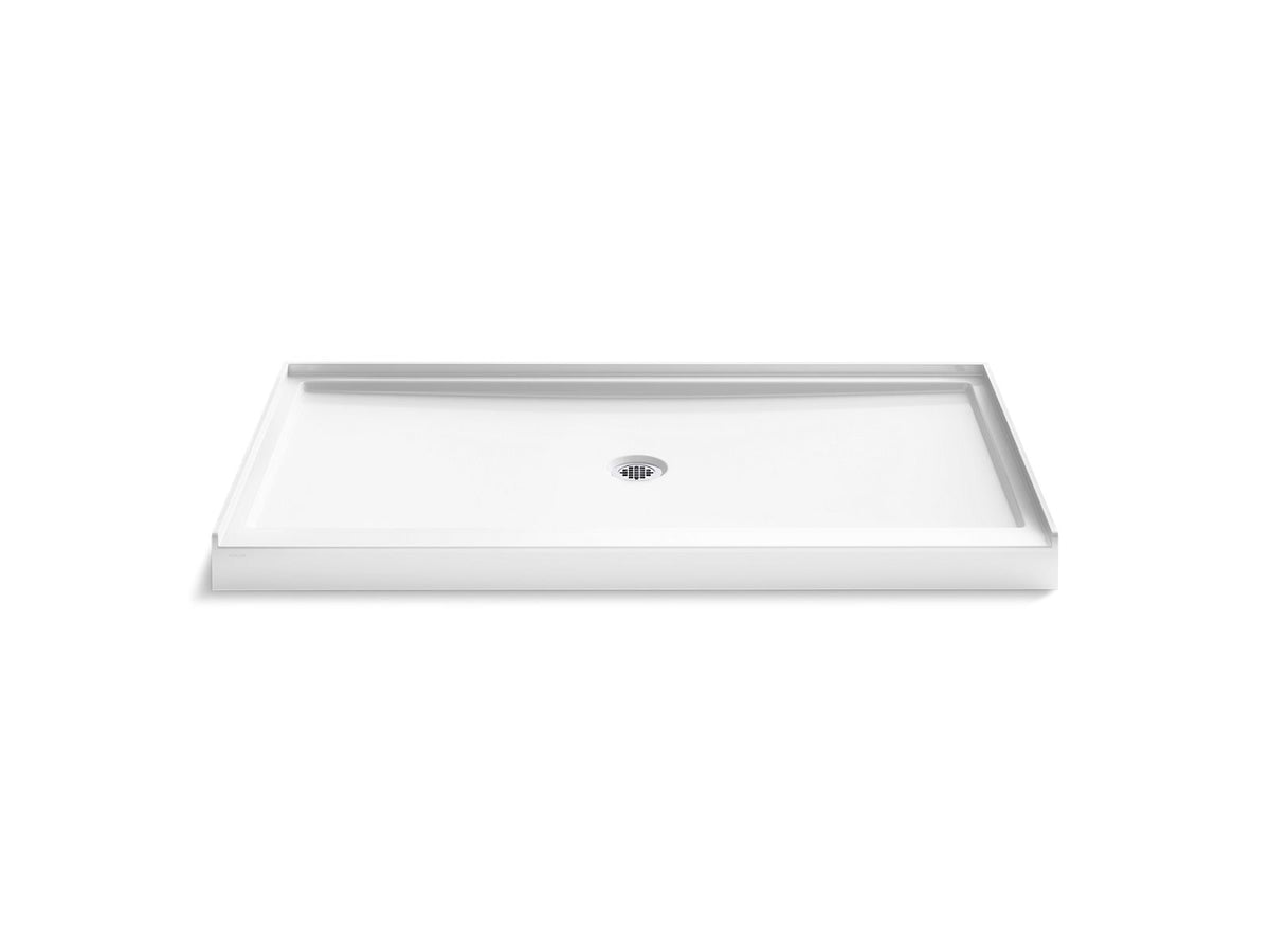 KOHLER K-44160-HW1 Stoneridge 66" X 36" Alcove Shower Base, Center Drain - Honed White