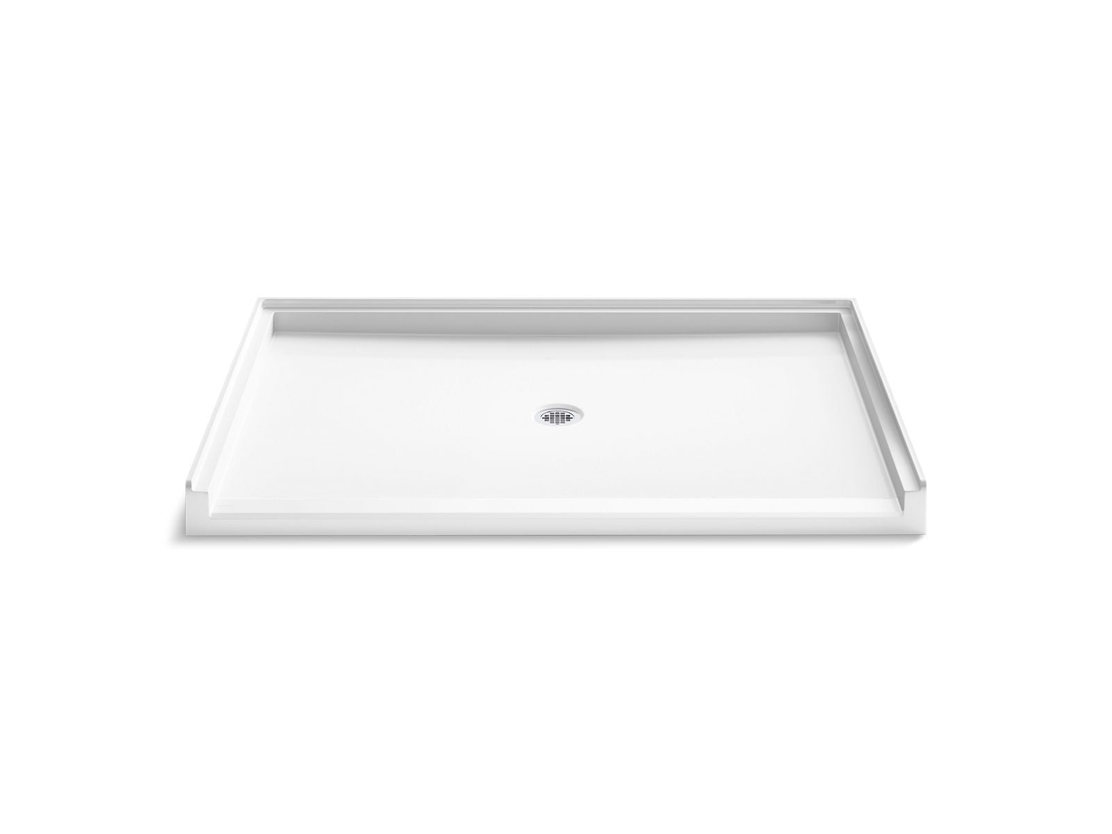 KOHLER K-44167-HW1 Stoneridge 62" X 42" Alcove Shower Base, Center Drain - Honed White