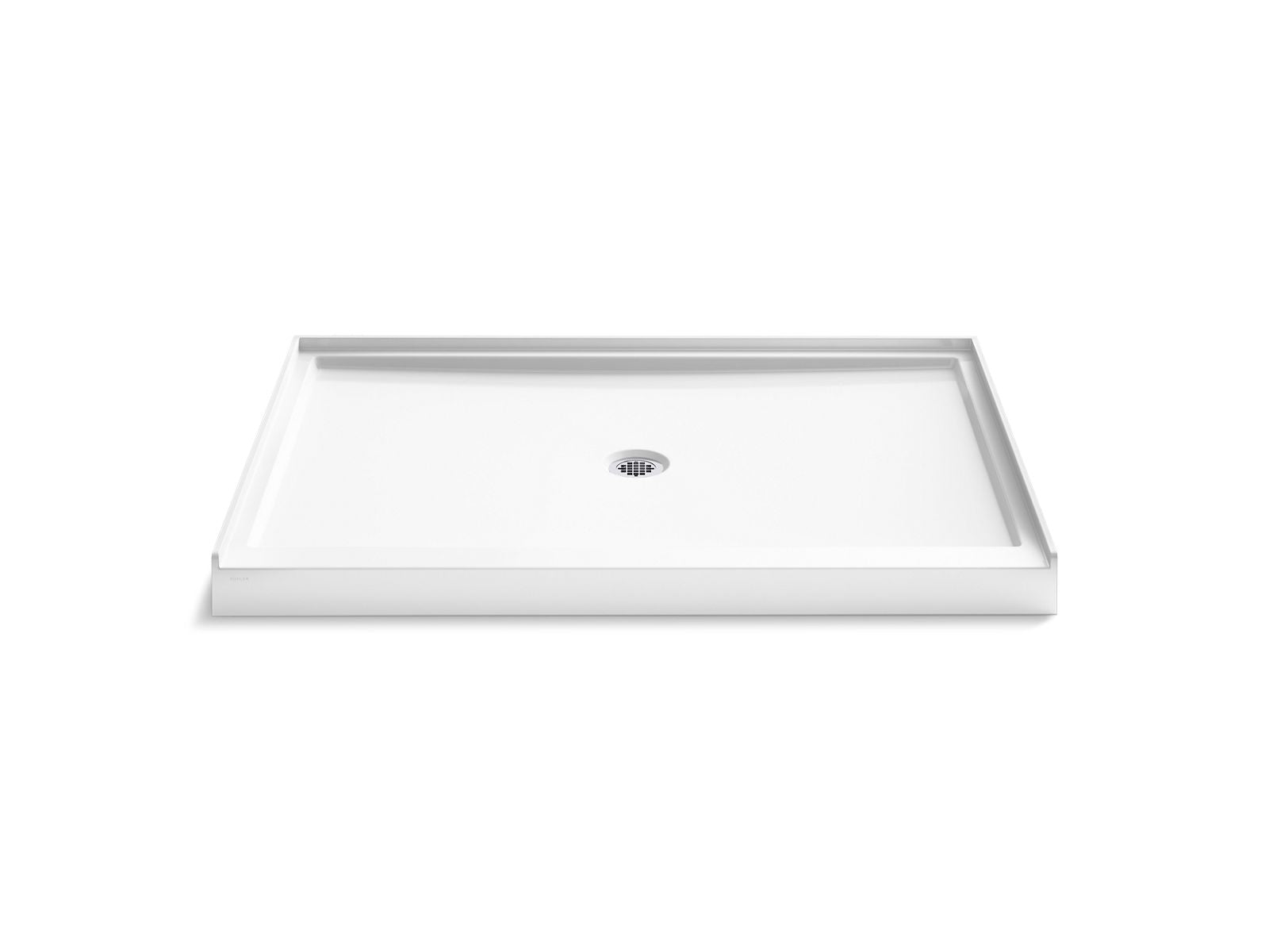 KOHLER K-44157-HW1 Stoneridge 60" X 42" Alcove Shower Base, Center Drain - Honed White