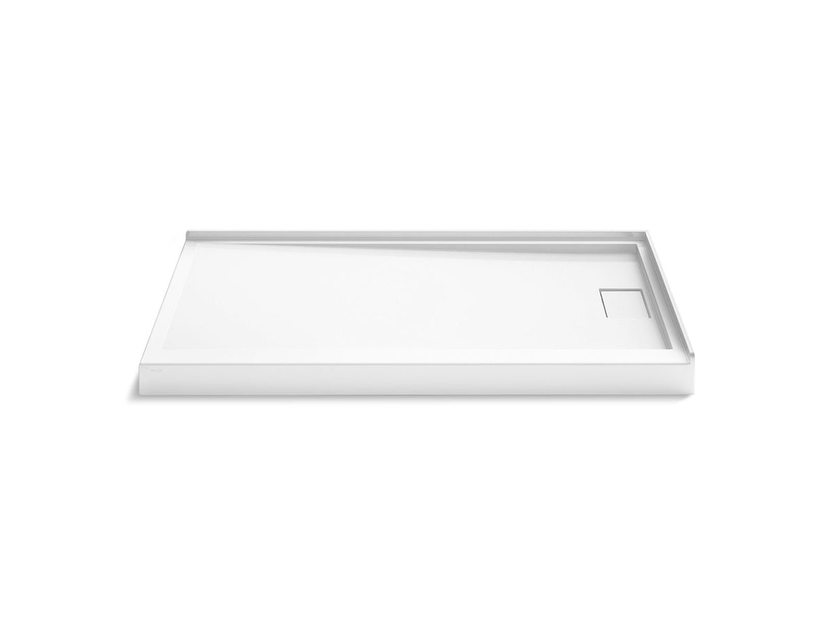 KOHLER K-44156-HW1 Stoneridge 60" X 36" Corner Shower Base, Right Drain - Honed White