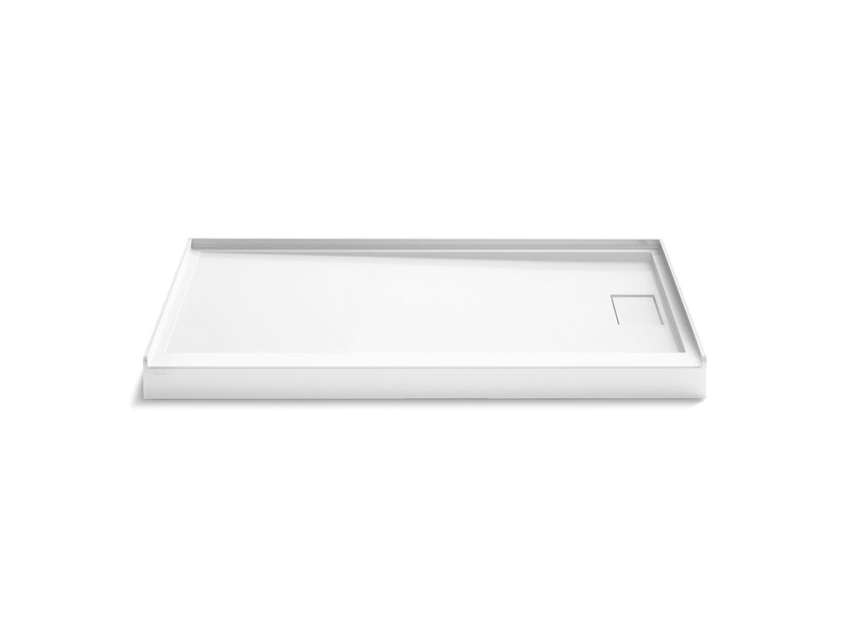 KOHLER K-44152-HW1 Stoneridge 60" X 34" Alcove Shower Base, Right Drain - Honed White