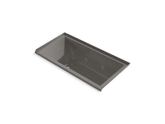 KOHLER K-1167-JRH-58 Underscore 60" X 30" Drop-In/Alcove Heated Whirlpool Bath, Right Drain In Thunder Grey